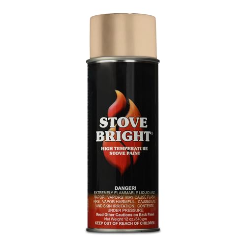 Stove Bright High Temp Paint - Almond - 8117 | Heat Resistant Spray for Wood Stove BBQ Grill Fireplace Engine | Satin Finish | Rust Resistant Metal Coating | Withstands 1200°F | Primer Friendly