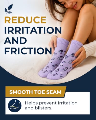 Image of Pembrook Bamboo Viscose Diabetic Socks for Women & Men - 6 Pairs Ankle Socks for Swollen Feet | Neuropathy Socks