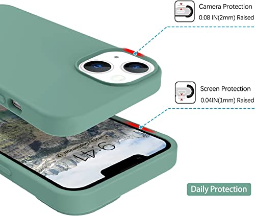 Image of MIDOS Back Cover Compatable with iPhone 13 Liquid Silicone Case Full Protection Shock Proof Back Cover for iPhone 13 (Pine Green)
