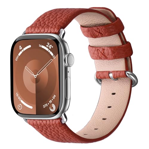 Image of Fullmosa Leather Band Compatible with Apple Watch Band 42mm 44mm 45mm 46mm 49mm, Genuine Leather Replacement Strap for iWatch Ultra3 /2 /1 SE3 /2 /1 Series 11 10 9 8 7 6 SE 5 4 3