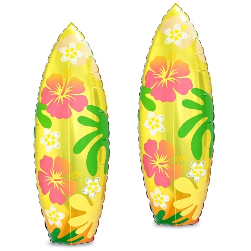 Image of PHOGARY 2pcs Inflatable Surfboard Foil Balloon Hawaiian Luau Aloha Decor