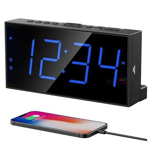 Digital Dual Alarm Clock for Bedroom, Large Display Bedside Clock with Battery Backup, USB Phone Charger, Volume, Dimmer, Easy to Set Loud LED Clock for Heavy Sleepers Kid Senior Teen Boy Girl Kitchen