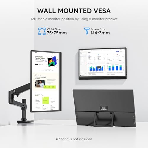 Omiodo Portable Monitor for Laptop FHD 15.6" 1080P Ultra-Slim USB-C&HDMI External Second Screen for Laptop Travel Monitor Dual Speaker-Screen Extender for PC/Mac/Phone/PS4/5/Xbox/Switch-VESA*2 by Omiodo - Image 2