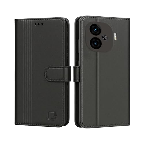 Image of AIBEX Shock Proof Flip Compatible for iQOO Neo 10R 5G Flip Cover Leather Finish | Inside TPU with Card Pockets | Wallet Stand | Complete Protection Flip Case - Black