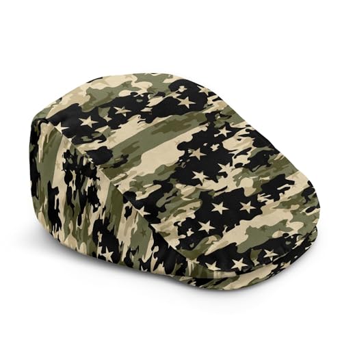 Casquette cabbie légère motif camouflage étoilé lierre vert