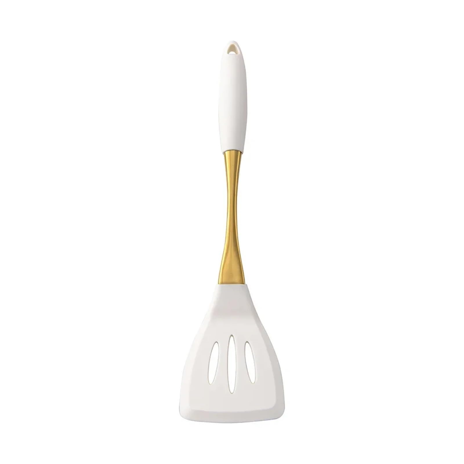 Générique Lot de 8 ustensiles Cuisine en Silicone Blanc doré, spatule, tourneur, passoire à pâtes résistante la Chaleur, Pelle, Accessoires