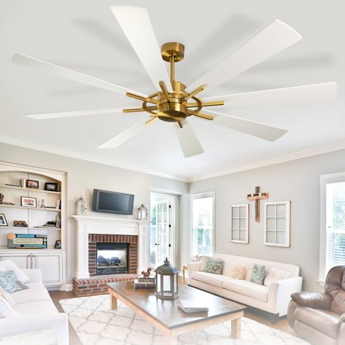 Image of Depuley Ceiling Fan Without Light: Big Indoor Outdoor Fan with Remote APP Control - Large Ceiling Fan no Light 8 Blade Reversible Quiet DC Motor Memory Function Timer 72 Inch White