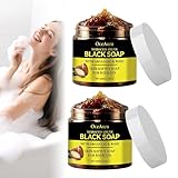 2 Stück Marokko Exfoliate Schwarze Seife,Schwarze Seife mit Argan und Rose,Marokko...