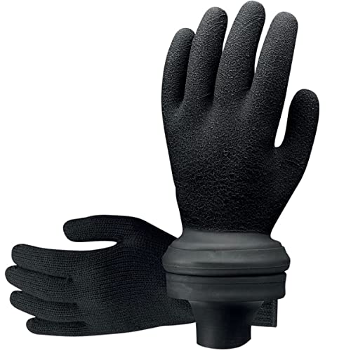 ScubaPro Easy-Don Waterproof Scuba Diving Gloves (Black, Medium)