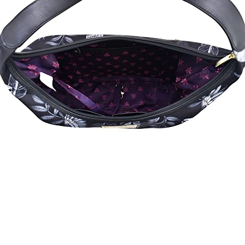 Anuschka Large Sling Hobo-Wanderlust Collection-Nylon Fabric with Leather Trim and Artwork Print3