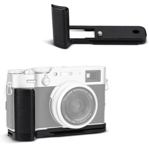 JJC X100VI Hand Grip Metal Hand Grip L Bracket for Fujifilm Fuji X100VI X100V X100F Camera, X100VI X100V Handgrip Holder with Quick Release Plate Black, HG-X100VI BLACK-JWM-1