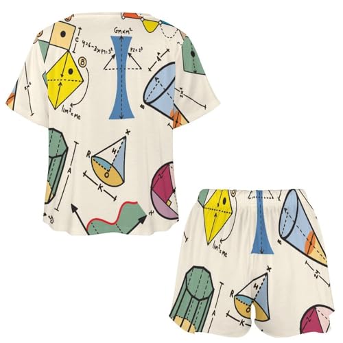 Ensemble pyjama femme court géométrique vêtement nuit été léger
