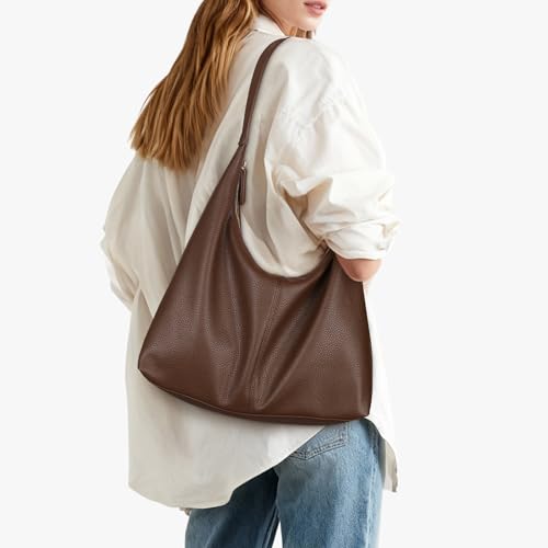GSenhui Hobo Bag Weiches Leder Handtasche Vintage Tragetasche Uni Tasche Damen-Schultertasche Slouchy Tote Bag Shoulder Bag for Women