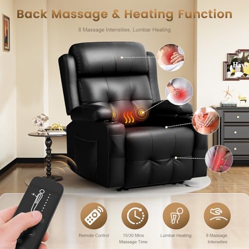 Image of Recliner Sofa Set, Home Theater Seating with Massage, Loveseat Recliner Couch and Recliner Single Chair with USB, Wall Hugger Reclining Movie Theater Chair with Cup Holders, Drawer for Gaming Room