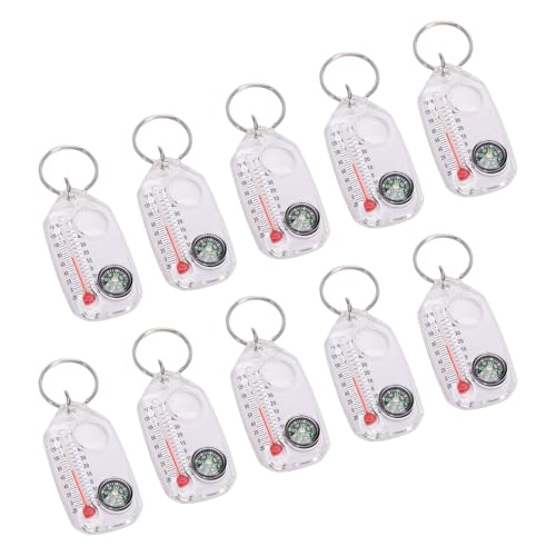 Termómetro brújula con llavero 10 piezas portátil blanco ABS miniatura 1