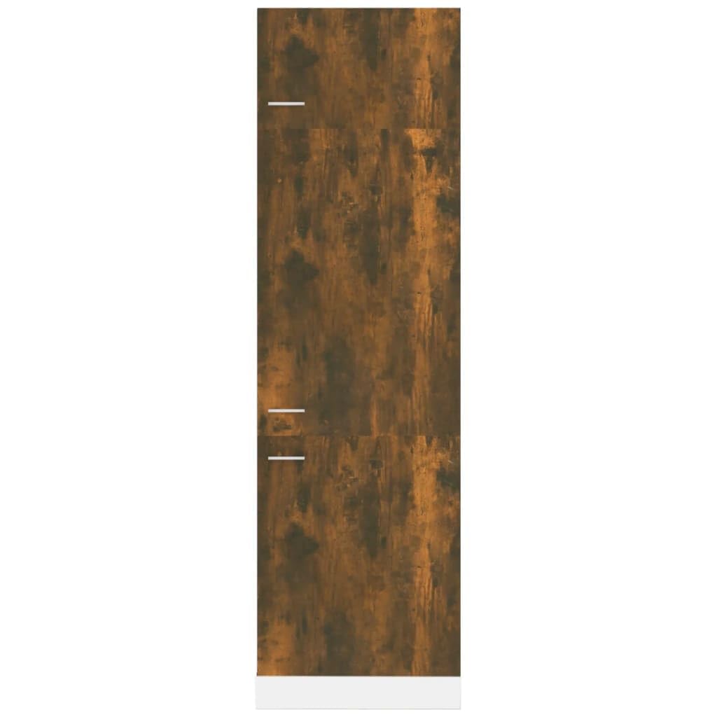 Práctico armario para frigorífico con superficie lisa y líneas limpias: armario de pared moderno con estante para cocina y diseño minimalista y espacio en efecto ahumado