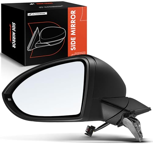 A-Premium Driver Side Power Door Mirror - Compatible with Volkswagen Golf 2015-2021, Golf Alltrack 2017-2019, Golf SportWagen, GTI - Heated Manual Folding Black Outside Rear View Mirror w/Turn Signal