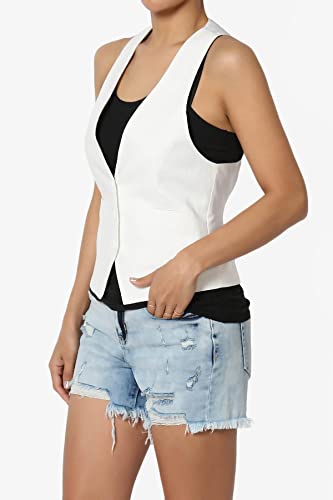 Women's Dressy Casual Versatile Tuxedo Fully Lined Suit Vest Waistcoat White 3X #TOP2