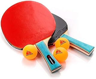 Table Tennis Set Two Bats And Three Balls Allround Professional Amateur Intermediate and Advanced Training Ping Pong Rackets Paddles Comfortable Handle For School Home Sports Club Office