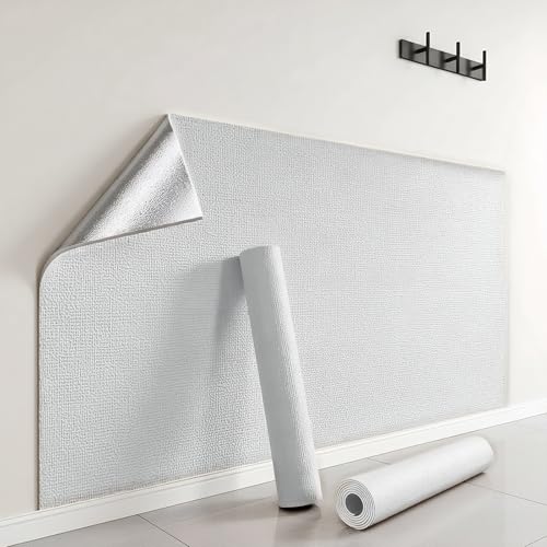 Panel Aislante Termico Autoadhesivo Pared Decorativo de 3mm, Papel Pintado Aislante Acustico, Placas Antihumedad Pared Interior Techo, Cubre Irregularidades(Blanco,50 x 7000 cm)