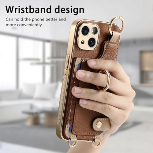 Coque iPhone 12 Pro Max anneau et cuir synthétique marron foncé chic