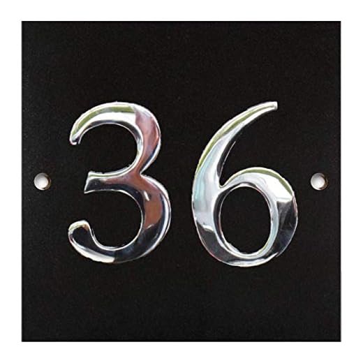 Large Black Granite & Chrome House Number Plaque - 1 to 99 Available