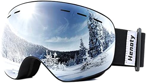 Henoty Ski Goggles, Snowboard Goggles for Men Women Youth – 100% UV Protection, Foam Anti-Scratch Dustproof (Frameless) (A1-B/M)