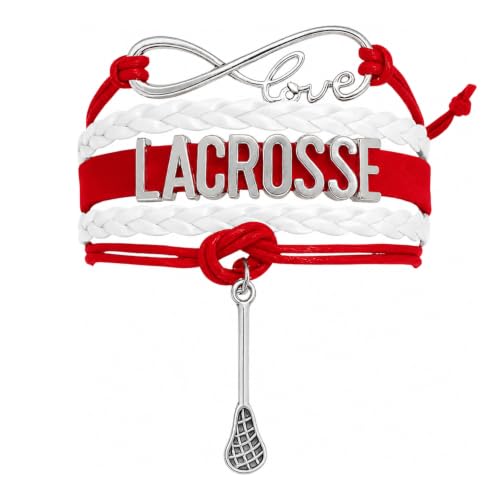 Image of SportyBella Lacrosse Bracelets For Girls - Adjustable Charm Bracelet w /Infinity Symbol & Silver Lacrosse Stick Charm. Friendship Bracelet Gifts for Players, Teams & Coaches