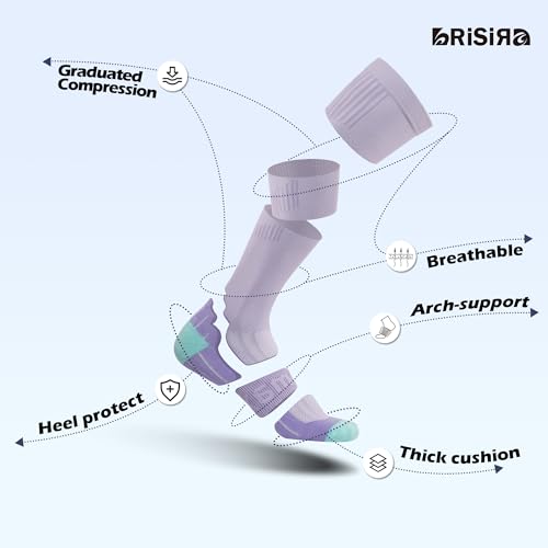 BRISIRA Coolmax Cooling Compression Knee High Socks Women 2 Pairs 15-20 mmHg Circulation Support for Nurse Running Travel3