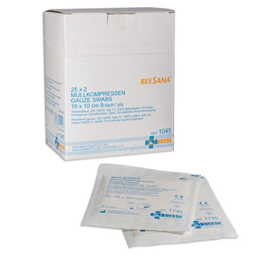 25 x 2 compresas estériles de gasa estériles de 8 capas (10 x 10 cm)