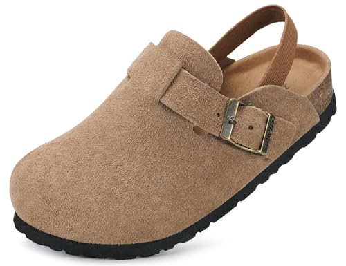ZUSERIS Kids Suede Clogs Cork Footbed Sandals Toddler...