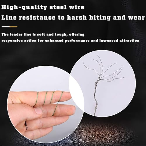 PISCORUSH 50 Stück Angeldrahtvorfächer, Nylon-beschichtete Angelschnur, Vorfächer mit Wirbeln und Druckknöpfen, Edelstahl, Angelzubehör (Schwarz, 30cm 50STK)