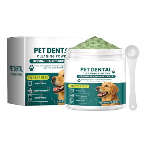 Polvo para Perros,100 g Eliminador de Larga Duración - Eliminador del Mal Aliento Canino - para Mascotas Cachorro Frescura Bucal Higiene Cepillado Interior Exterior Viaje Baño