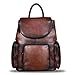 IVTG Genuine Leather Backpack for Women Shoulder Bag Vintage Designer Back Bag Fashion Rucksack Casual Daypack (Coffee)