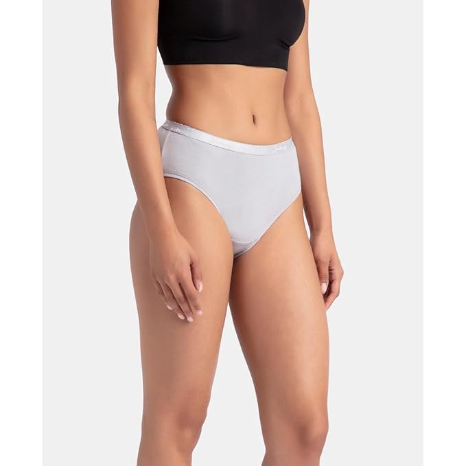 Image of LOURYN KOULYN Women's High Coverage Super Combed Cotton Mid Waist Hipster with Ultrasoft Exposed Waistband and StayFresh Treatment