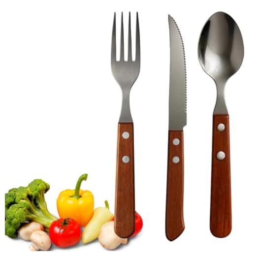 Talheres Aço inox com cabo madeira