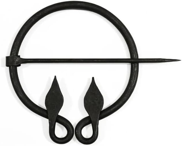 Hand-Forged Black Steel Double Leaf Brooch Viking Penannular Celtic Brooches Medieval Fibula Cloak Pin Shawl Pin