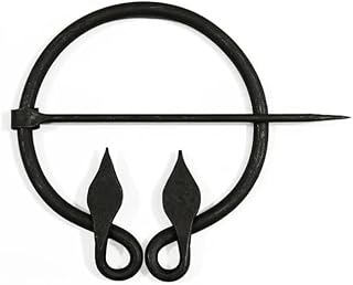 Hand-Forged Black Steel Double Leaf Brooch Viking Penannular Celtic Brooches Medieval Fibula Cloak Pin Shawl Pin