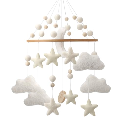 Cloud Mobile for Crib - A Handmade Gender Neutral Cloud Crib Mobile with Moon and Stars