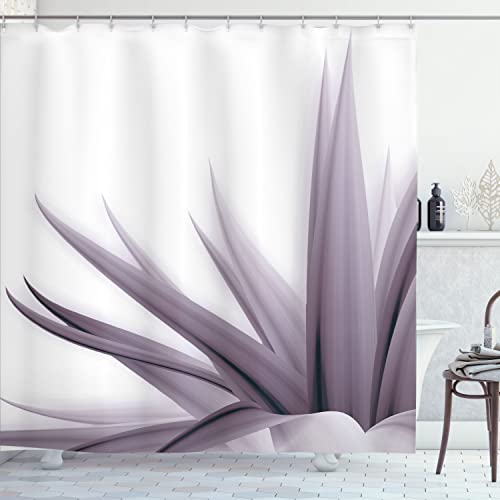 Ambesonne Flower Shower Curtain, Ombre Color Change Style Leaves Water Colored Print Calming Details Image, Cloth Fabric Bathroom Decor Set with Hooks, 69' W x 84' L, Mauve Coconut