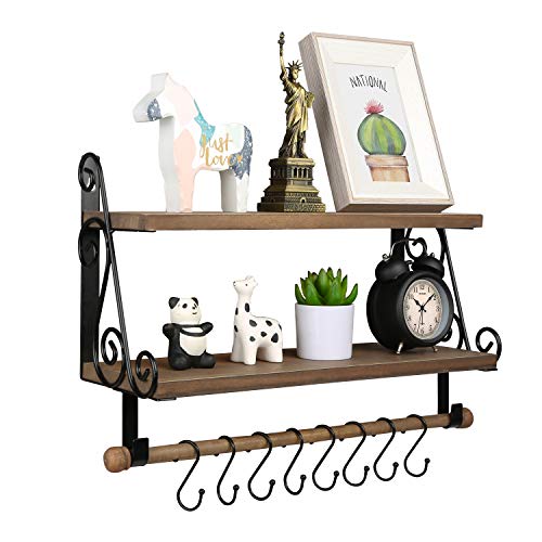 Halcent Etagères Murales Rangement Étagères Cuisine Porte Épices, Etagere Douche Bois Etageres Flottante pour Cuisine Salon Salle de Bains – vue 5