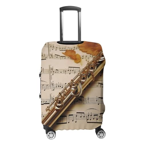 Flute Music Luggage Cover, Washable Elastic Suitcase Cover Protector Fit 18-32 Inch Luggage4