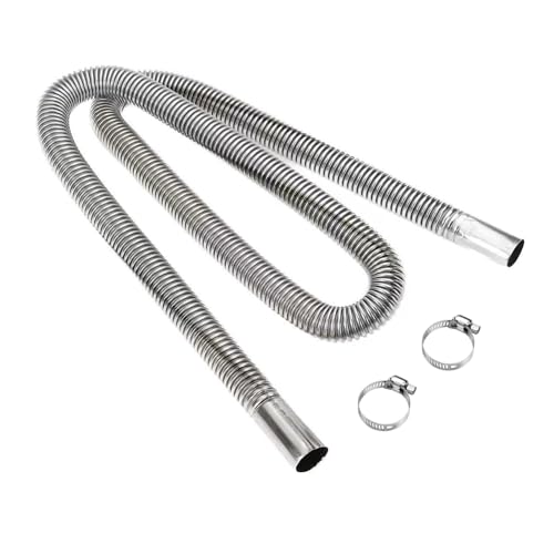 luwiscook Parking Heater Exhaust Pipe, 200CM Air Diesel Exhaust Hose with 2 Clips, Stainless Steel Exhaust Pipe, Flexible Car Exhaust Tubing for Air Diesel Gas Vent Hose Heating