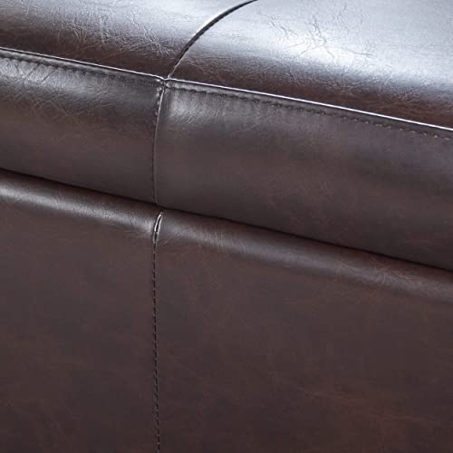 Christopher Knight Home Guernsey Bonded Leather Storage Ottoman Bench, Chocolate Brown #TOP6