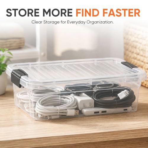 Image of Superio 4.5 Quart Clear Plastic Storage Containers with Lids, Stackable Organizer Bins, BPA-Free Storage Boxes for Home, Office, Dorm & Classroom, 5 Pack