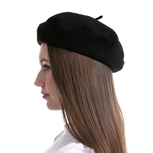 Spooktacular Creations Wool Beret Hat For Women, Black French Beret Hat, Women Beret Hat, Warm French Hat Cap #TOP4