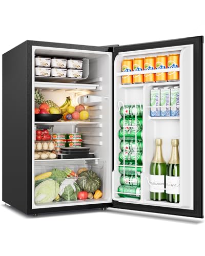 Image of Feelfunn Mini Fridge with Freezer - 3.2 Cu.Ft Single Door Mini Refrigerator with Adjustable Thermostat, Small Fridge for Bedroom, Apartment, Dorm - Black