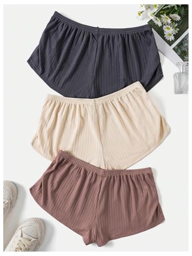 SHENHE Women's 3 Pack Soft Pajama Shorts Elastic Waist Solid Lounge Shorts Sleepwear2