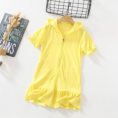 Kids ToddlerGirls Hooded Zip Up Terry Coverups Swimsuit Baby Girl Print Short Sleeve Swim Cover-Up Swimwear3