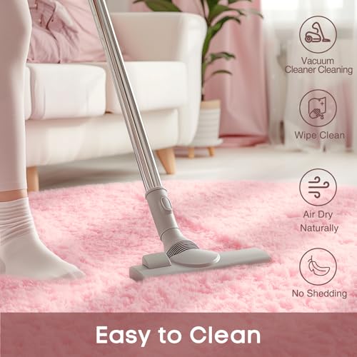 Ophanie Pink Fluffy Round Rug - Only $9.99 (57% Off)